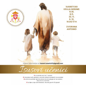 Isusovi učenici - za učenike od 4. do 7. razreda, raspored susreta