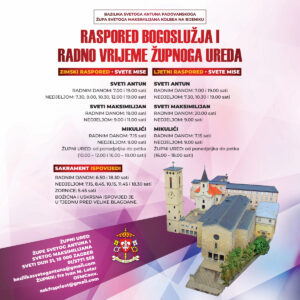 Raspored bogoslužja i radno vrijeme župnog ureda