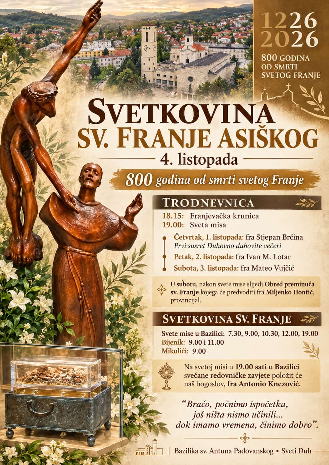 Svetkovina svetog Franje Asiškog (800 godina od smrti svetog Franje)